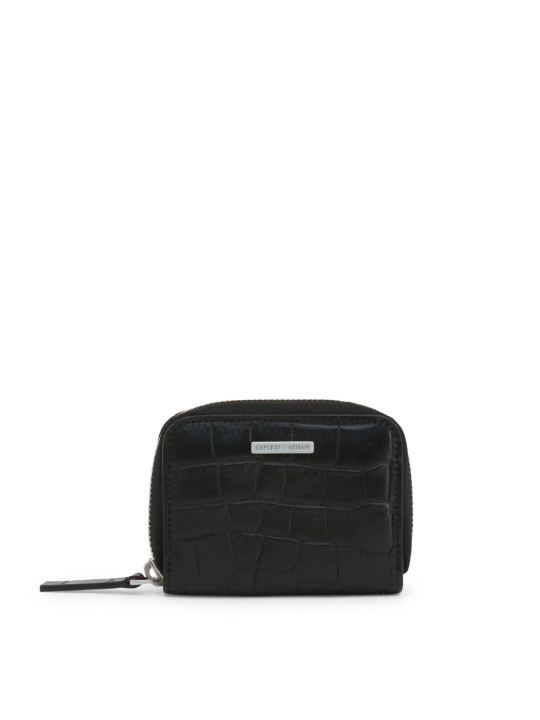 Schwarzes Emporio Armani Lederportemonnaie mit Reißverschluss