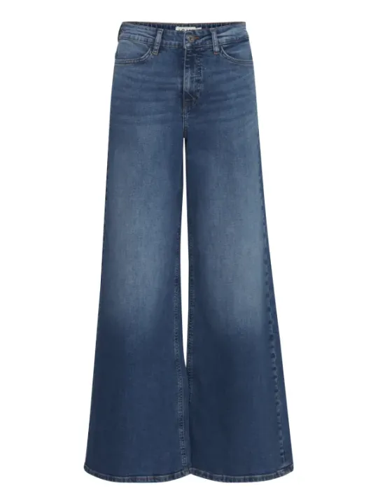 Weite Bein Jeans mittelwaschung