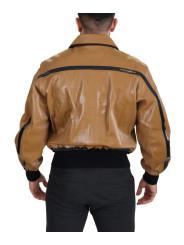 Jackets Elegant Dark Camel Zip Blouson Jacket 2.000,00 € 8057155865772 | Planet-Deluxe