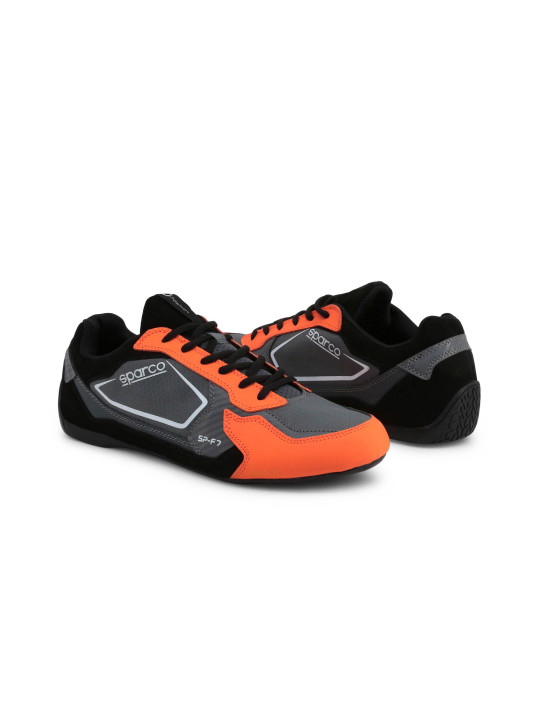 Schwarze orange Sparco Rennschuhe