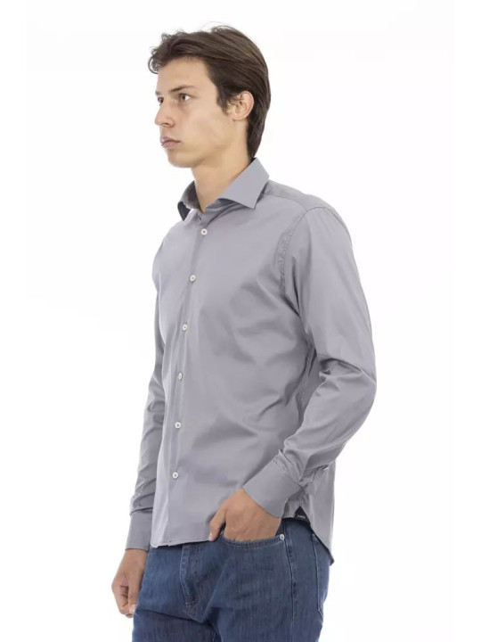 Shirts Chic Gray Slim Fit Designer Shirt 190,00 € 2000049161388 | Planet-Deluxe