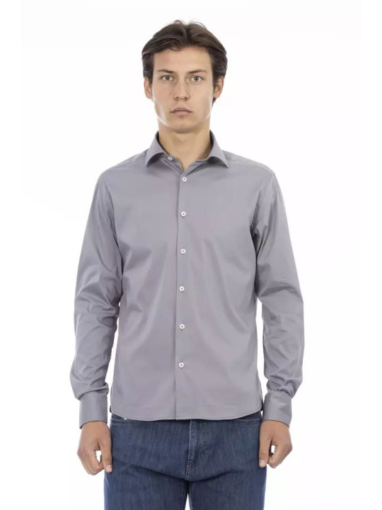 Shirts Chic Gray Slim Fit Designer Shirt 190,00 € 2000049161388 | Planet-Deluxe