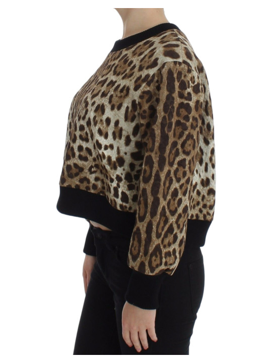 Sweaters Elegant Leopard Print Short Sweater Top 1.080,00 € 8033983027625 | Planet-Deluxe