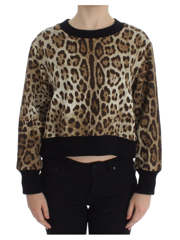 Sweaters Elegant Leopard Print Short Sweater Top 1.080,00 € 8033983027625 | Planet-Deluxe
