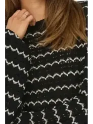 Schwarzer Zickzack-Crochet-Pullover Only 470698