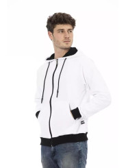 Sweaters Elegant White Cotton Hoodie with Zip Closure 230,00 € 2000050324628 | Planet-Deluxe
