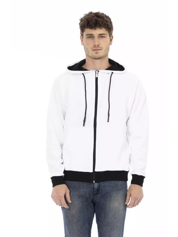 Sweaters Elegant White Cotton Hoodie with Zip Closure 230,00 € 2000050324628 | Planet-Deluxe