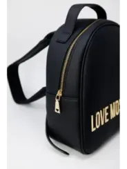 Schwarzer Love Moschino Lederrucksack Gold