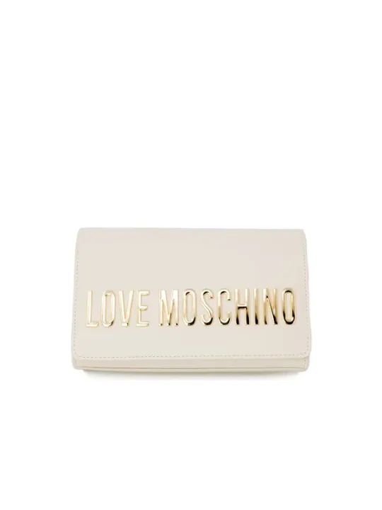 Goldgeprägte weiße Love Moschino Clutch