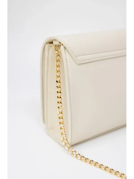 Cremefarbene Love Moschino Umhängetasche Gold