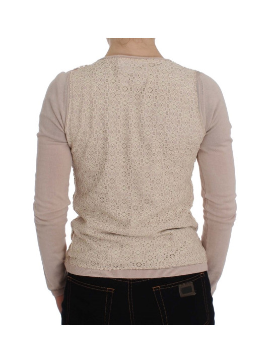 Sweaters Elegant Pink Wrap Sweater Cotton Knit 310,00 € 8050246188361 | Planet-Deluxe