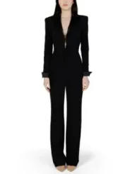 Schwarzer Jumpsuit mit goldenem Reißverschluss