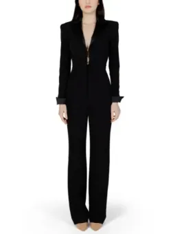 Schwarzer Jumpsuit mit goldenem Reißverschluss