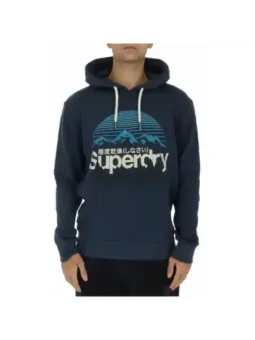 Superdry blauer Kapuzenpullover mit Logo