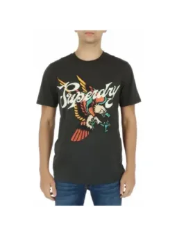 Graues Superdry T-Shirt mit Vogelmotiv