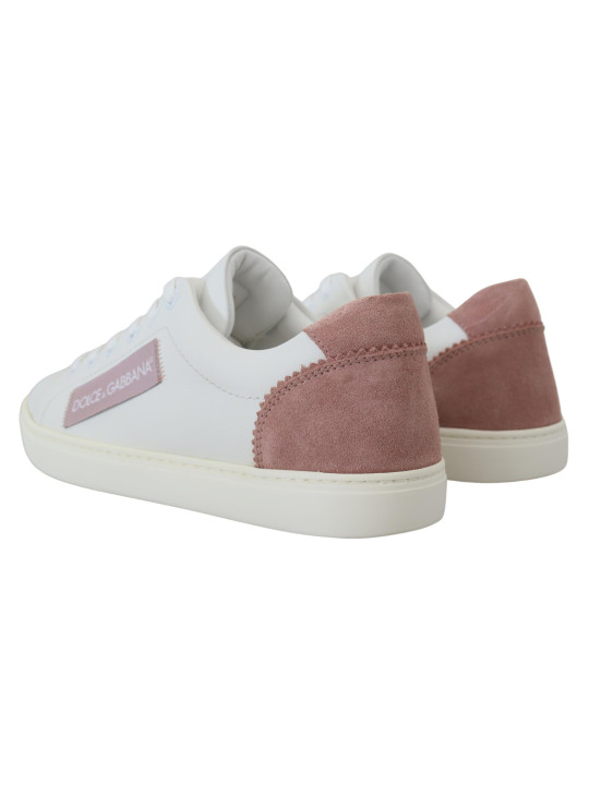 Sneakers Chic White Pink Leather Low-Top Sneakers 500,00 € 8054802559862 | Planet-Deluxe