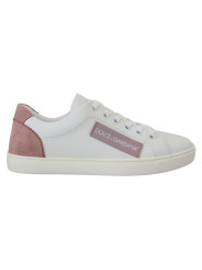 Sneakers Chic White Pink Leather Low-Top Sneakers 500,00 € 8054802559862 | Planet-Deluxe