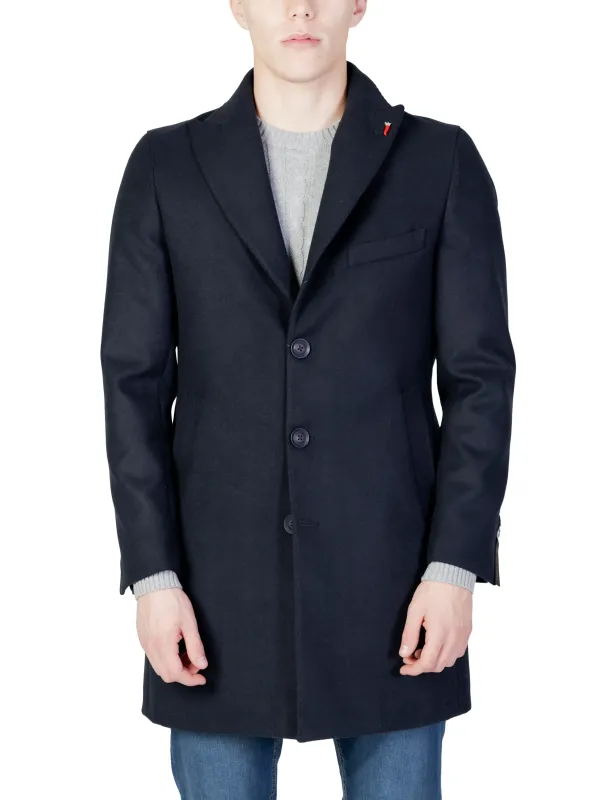 Marineblauer Woll-Doppelreiher-Mantel