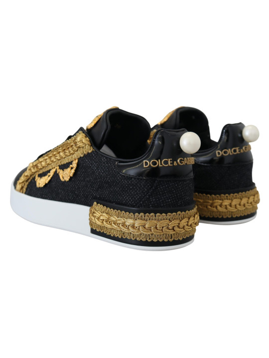 Sneakers Elegant Portofino Leather Sneakers in Black 1.100,00 € 8059226693208 | Planet-Deluxe