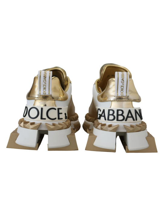 Sneakers Elegant White and Gold Leather Sneakers 1.000,00 € 8053286712992 | Planet-Deluxe