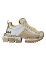 Sneakers Elegant White and Gold Leather Sneakers 1.000,00 € 8053286712992 | Planet-Deluxe