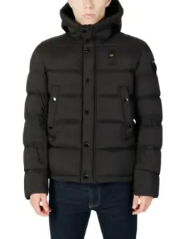 Dunkelblaue Pufferjacke mit Kapuze