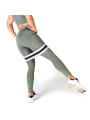 Khaki grüne Leggings mit Streifen