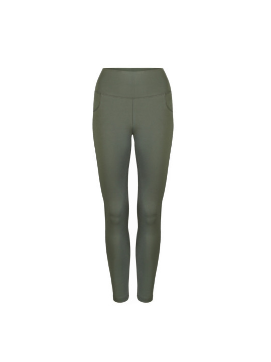 Khaki grüne Damen Leggings hochtailliert