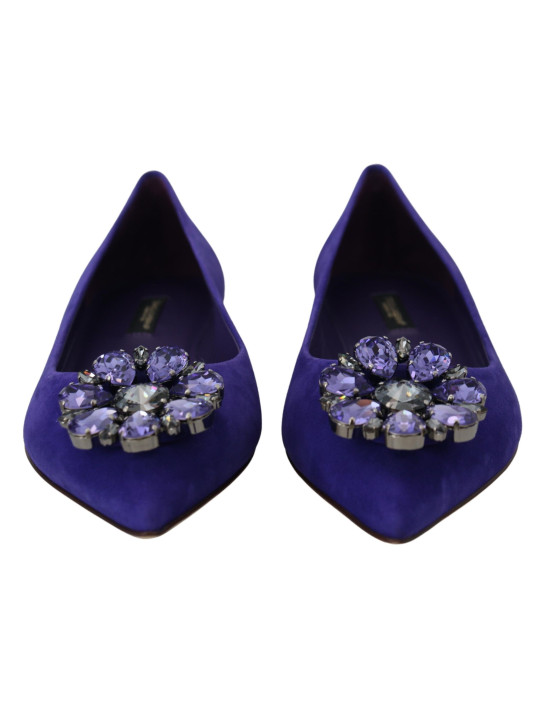 Flat Shoes Embellished Crystal Purple Suede Flats 900,00 € 8057155135110 | Planet-Deluxe