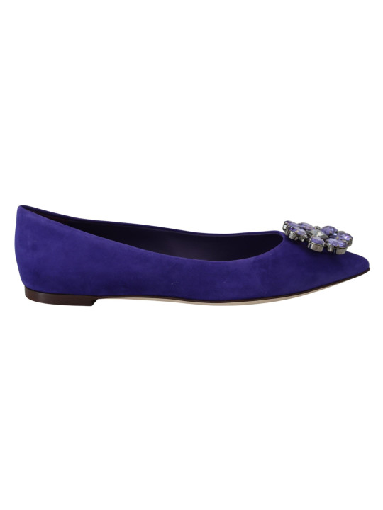 Flat Shoes Embellished Crystal Purple Suede Flats 900,00 € 8057155135110 | Planet-Deluxe