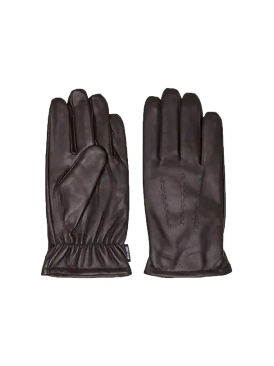 Dunkle Lederhandschuhe von Only & Sons