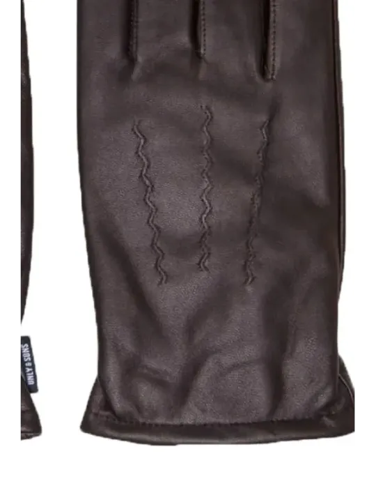Braunes Lederhandschuh mit Steppfutter