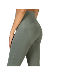 Khaki grüne nahtlose Sportleggings mit Modell