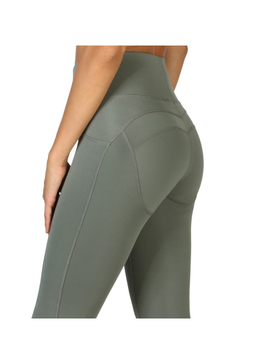 Khaki grüne nahtlose Sportleggings mit Modell