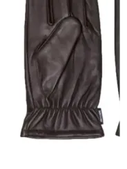 Schwarzer Lederhandschuh mit weißem Logo