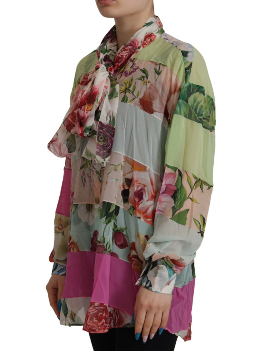 Tops & T-Shirts Elegant Floral Patchwork Silk Blouse 2.030,00 € 8057142001619 | Planet-Deluxe