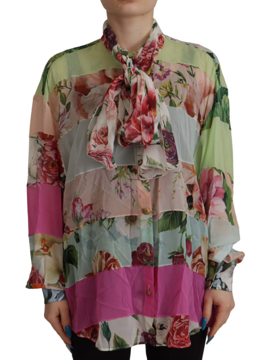 Tops & T-Shirts Elegant Floral Patchwork Silk Blouse 2.030,00 € 8057142001619 | Planet-Deluxe