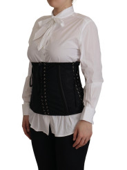 Tops & T-Shirts Elegant Black Corset Waist Strap Top 920,00 € 8050246189535 | Planet-Deluxe