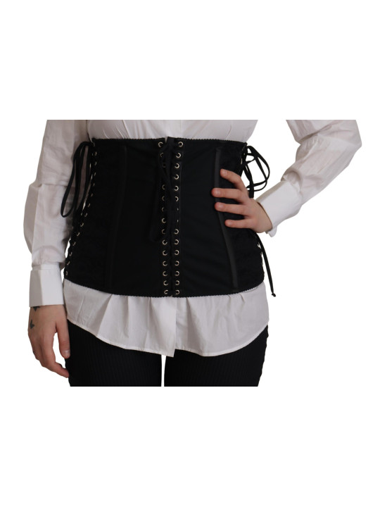 Tops & T-Shirts Elegant Black Corset Waist Strap Top 920,00 € 8050246189535 | Planet-Deluxe