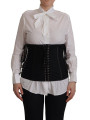 Tops & T-Shirts Elegant Black Corset Waist Strap Top 920,00 € 8050246189535 | Planet-Deluxe