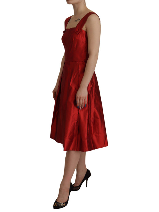 Dresses Radiant Red Silk A-Line Midi Dress 2.150,00 € 8054802860128 | Planet-Deluxe