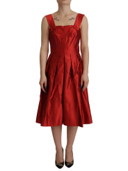 Dresses Radiant Red Silk A-Line Midi Dress 2.150,00 € 8054802860128 | Planet-Deluxe