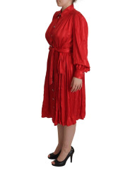 Dresses Elegant Red Silk Midi Dress with Button Detail 3.130,00 € 8057155445578 | Planet-Deluxe