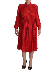 Dresses Elegant Red Silk Midi Dress with Button Detail 3.130,00 € 8057155445578 | Planet-Deluxe