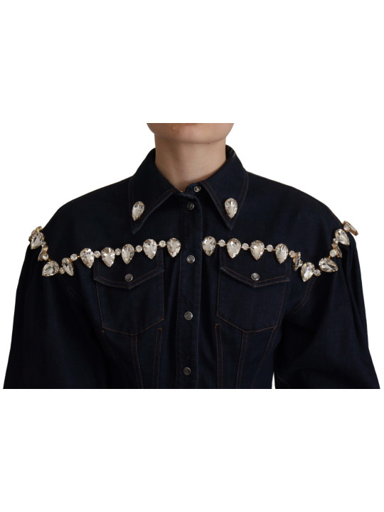 Jackets & Coats Elegant Crystal-Embellished Denim Jacket 2.480,00 € 7333413045416 | Planet-Deluxe