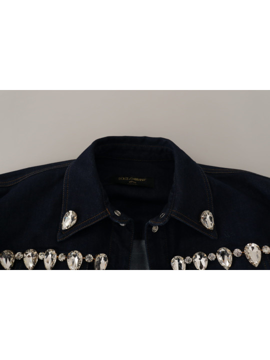 Jackets & Coats Elegant Crystal-Embellished Denim Jacket 2.480,00 € 7333413045416 | Planet-Deluxe