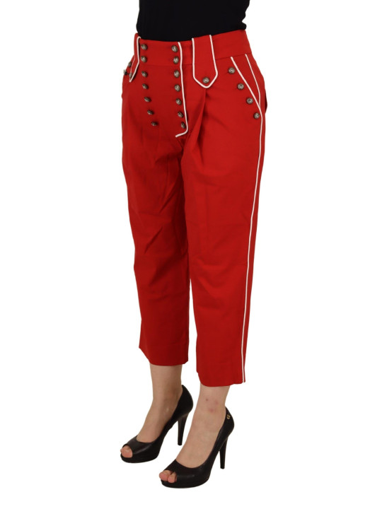Jeans & Pants Elegant Red High-Waist Cropped Pants 1.610,00 € 8057155350995 | Planet-Deluxe