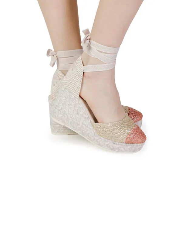 Roségoldene Elfenbein High Heels Espadrilles Roségoldene Elfenbein High Heels Espadrilles