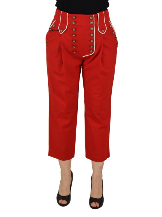 Jeans & Pants Elegant Red High-Waist Cropped Pants 1.610,00 € 8057155350995 | Planet-Deluxe