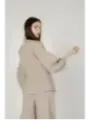 Beige gestreifter Blazer für Damen